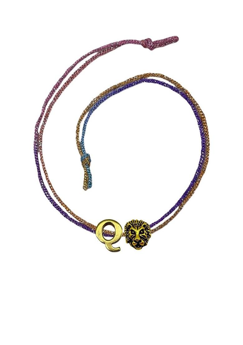 Letter Q Lion Charm Thread Rakhi - Indya