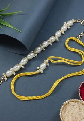 Pearls Beaded Bhaiya Bhabhi Lumba Rakhi