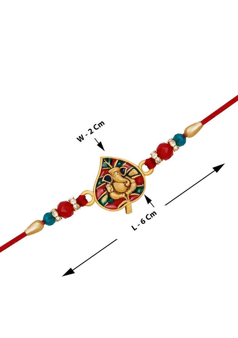 Lord Ganesha Bhaiya Thread Rakhi With Roli Chawal And Greeting Card - Indya