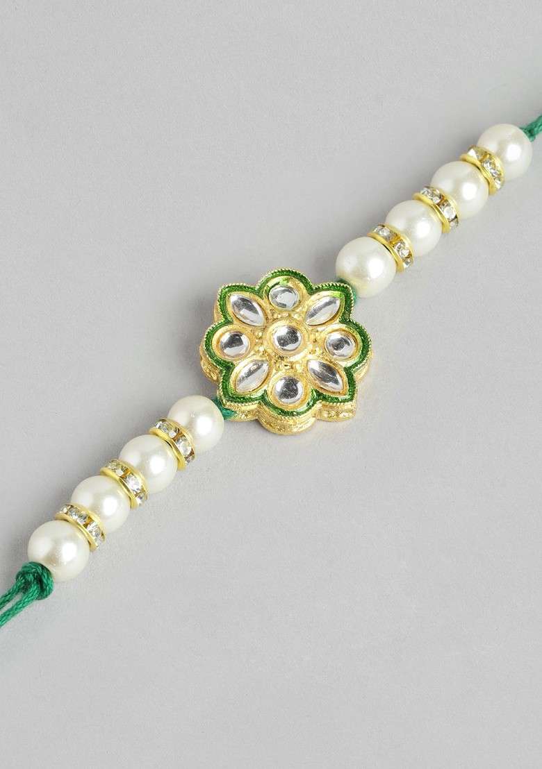 Unisex Set Of 2 Beaded Bhai Bhabhi Rakhis With Roli And Chawal - Indya
