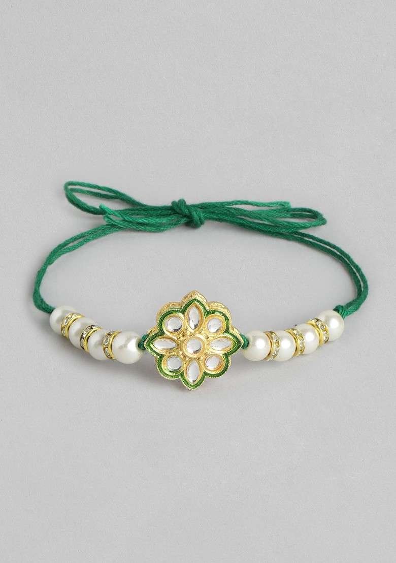Unisex Set Of 2 Beaded Bhai Bhabhi Rakhis With Roli And Chawal - Indya