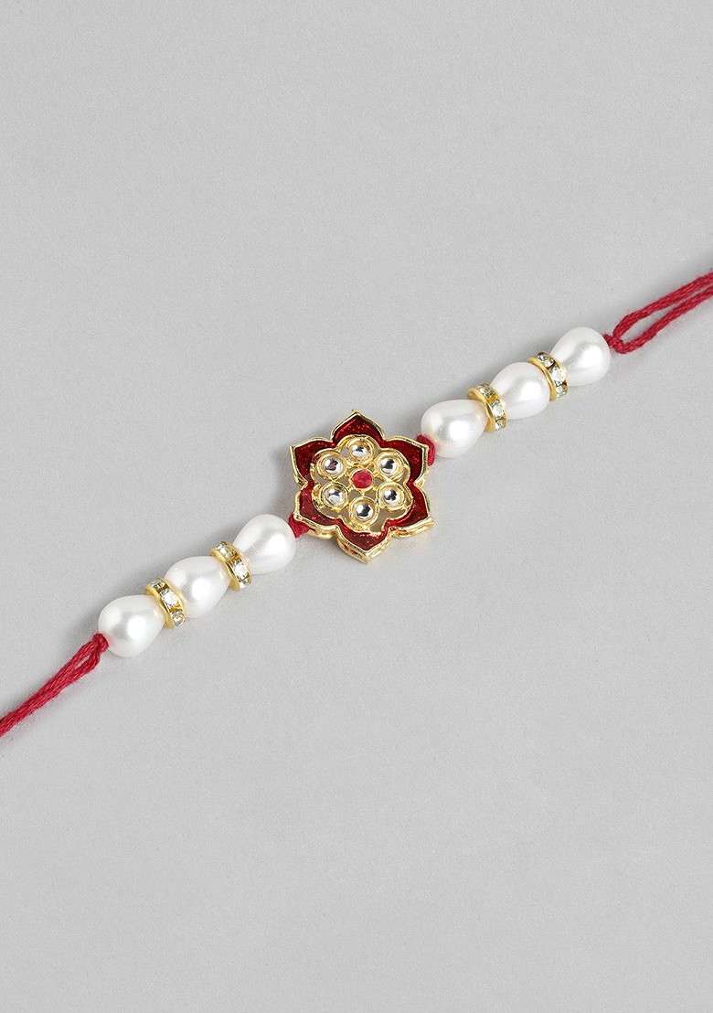 Unisex Set Of 2 Beaded Bhai Bhabhi Rakhis With Roli And Chawal - Indya