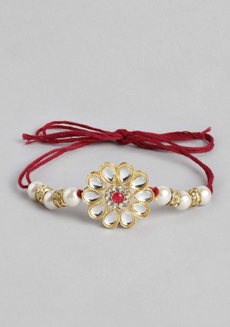 Unisex Set Of 2 Beaded Bhai Bhabhi Rakhis With Roli And Chawal - Indya