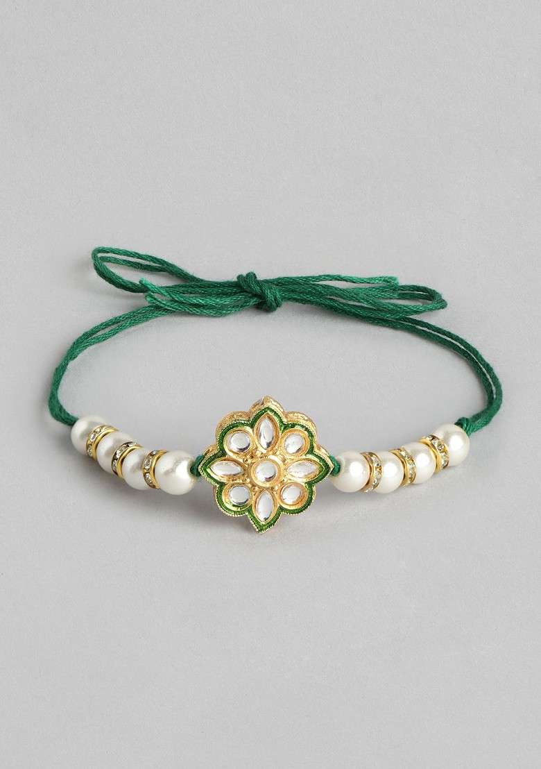Unisex Set Of 2 Beaded Bhai Bhabhi Rakhis With Roli And Chawal - Indya
