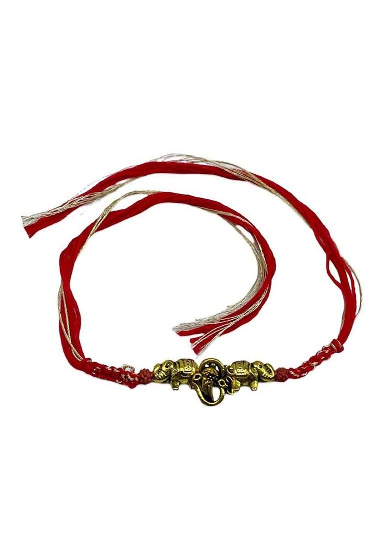 Set Of 3 Beaded Thread Rakhis - Indya