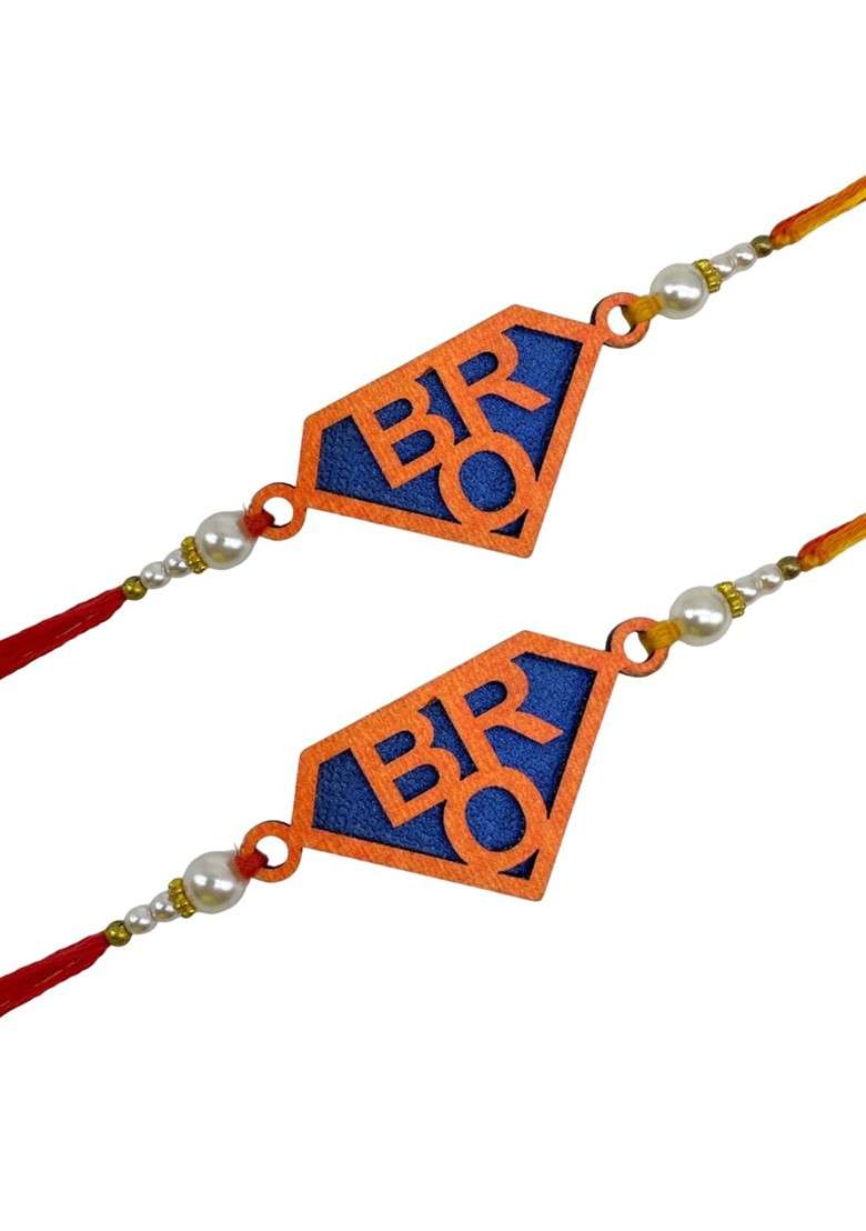 Set Of 2 Beaded Thread Rakhis - Indya