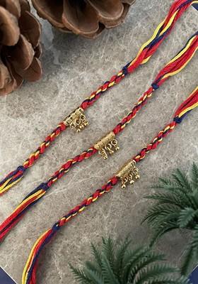 Set Of 3 Beaded Thread Rakhis