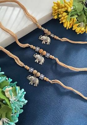 Set Of 3 Beaded Thread Rakhis