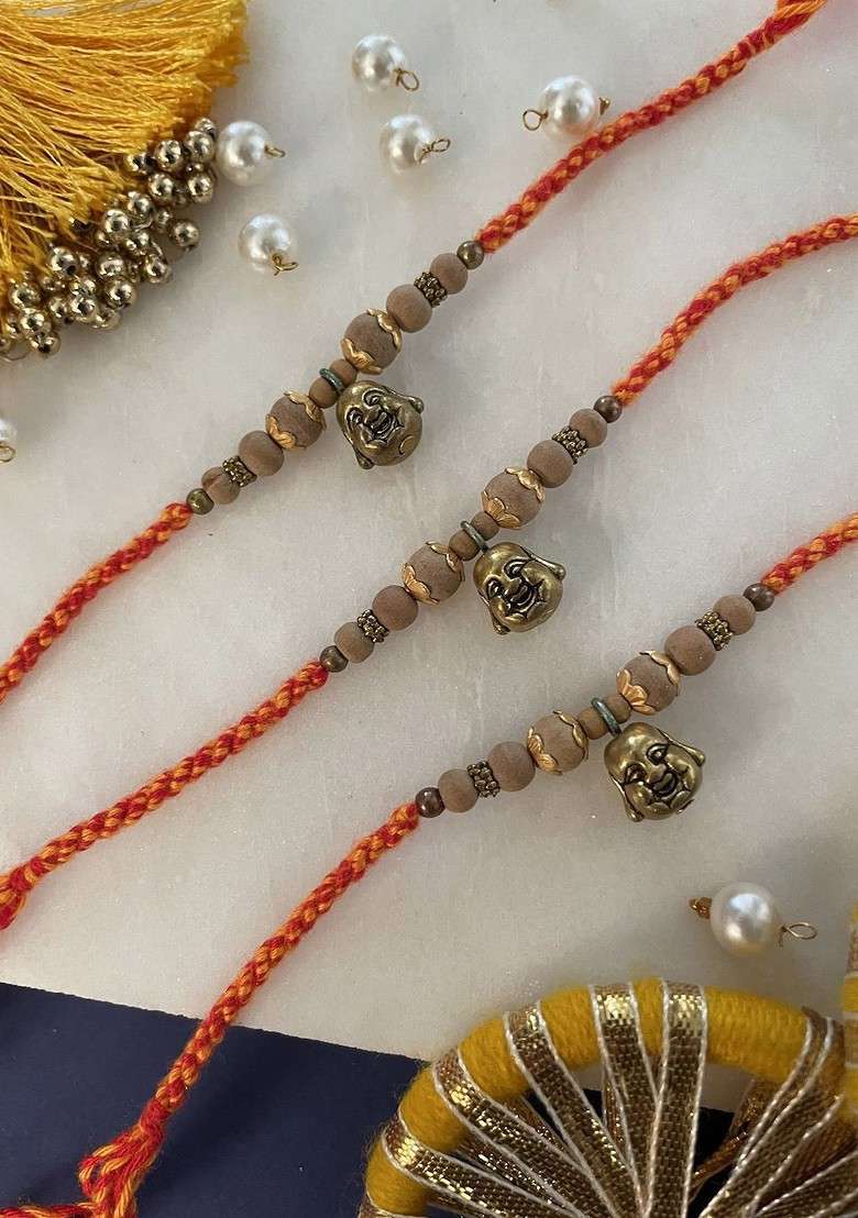 Set Of 3 Buddha Thread Rakhi - Indya