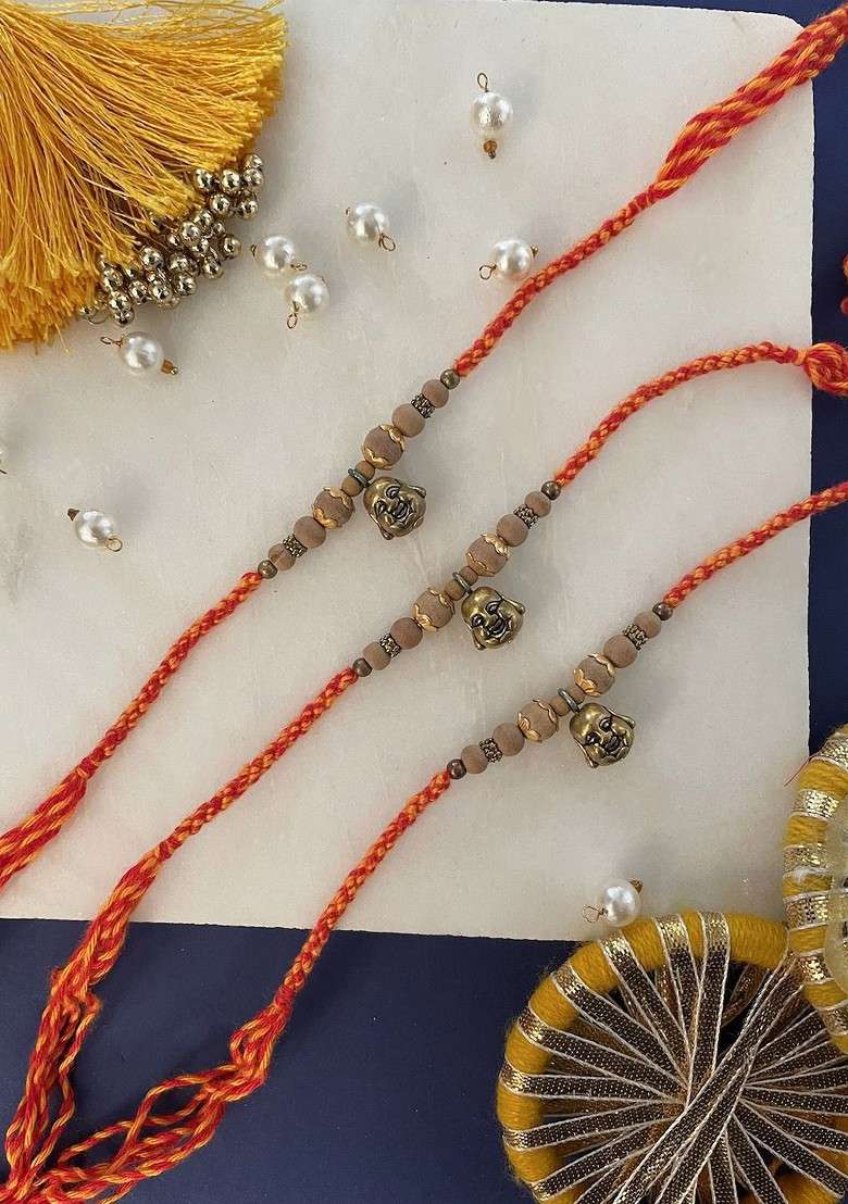 Set Of 3 Buddha Thread Rakhi - Indya