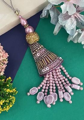 Beaded Latkan Lumba Thread Rakhi With Roli Chawal