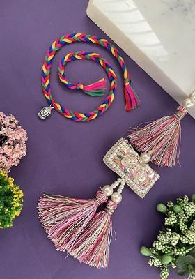 Set Of 2 Buddha And Beaded Lumba Rakhis With Roli Chawal