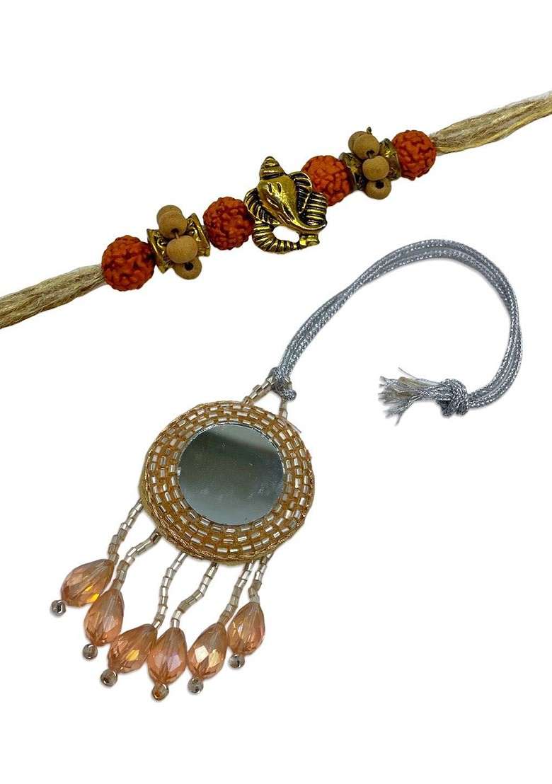 Set Of 2 Ganesha And Tassel Lumba Rakhi - Indya