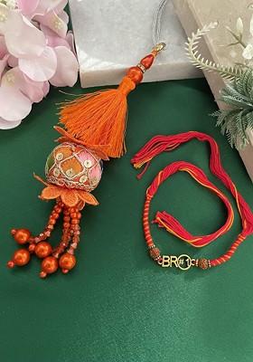 Set Of 2 Flower Lumba Thread Rakhi