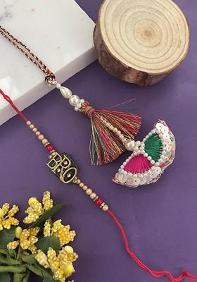 Set Of 2 Beaded Thread Rakhi