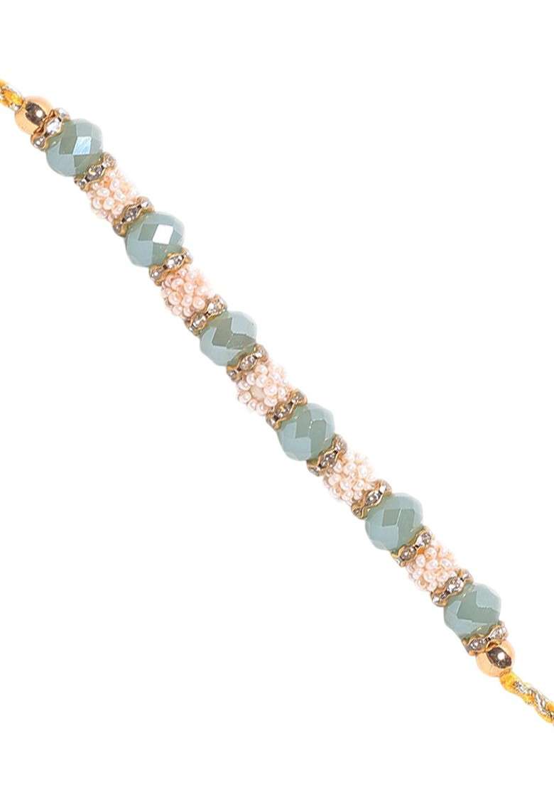 Beaded Thread Rakhi With Roli Chawal - Indya