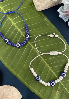 Set Of 2 Evil Eye Beaded Thread Rakhi