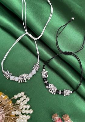 Set Of 2 Beaded Thread Rakhi