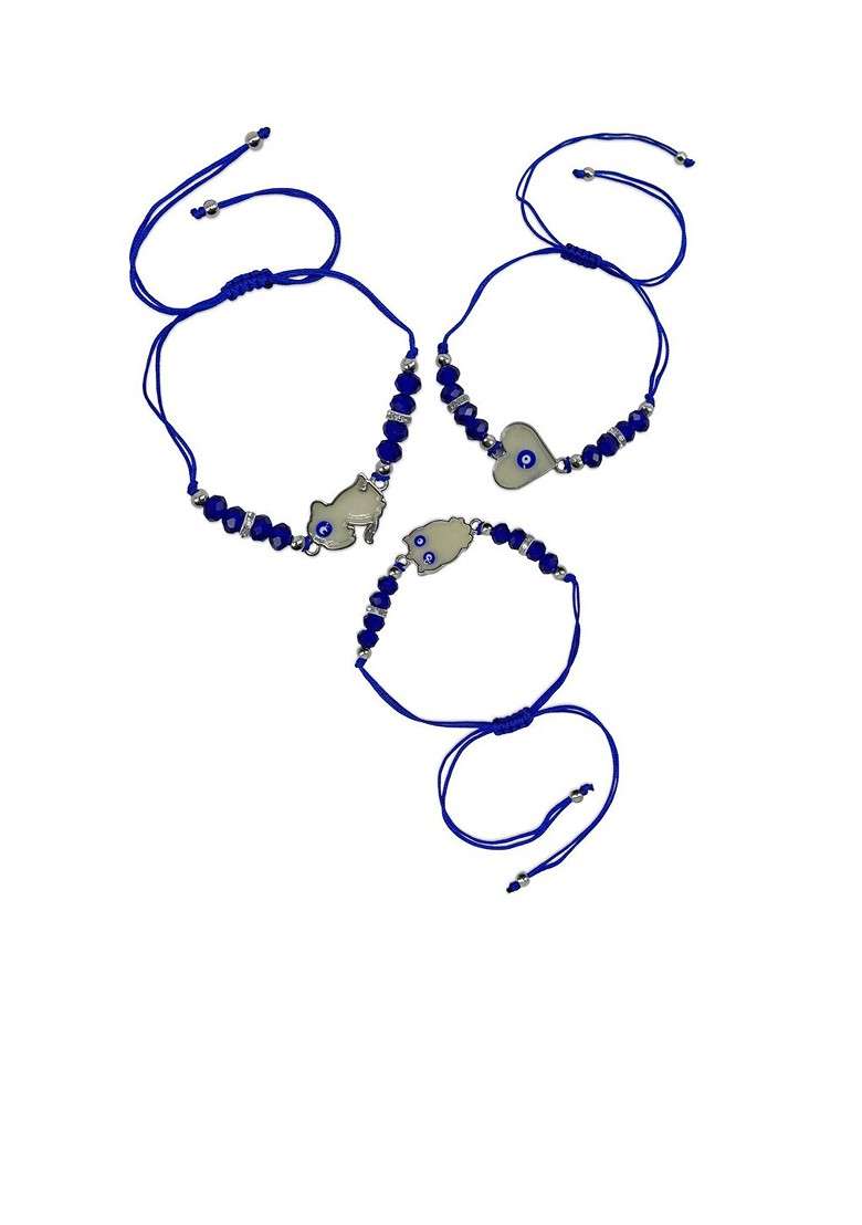 Set Of 3 Evil Eye Thread Rakhi - Indya