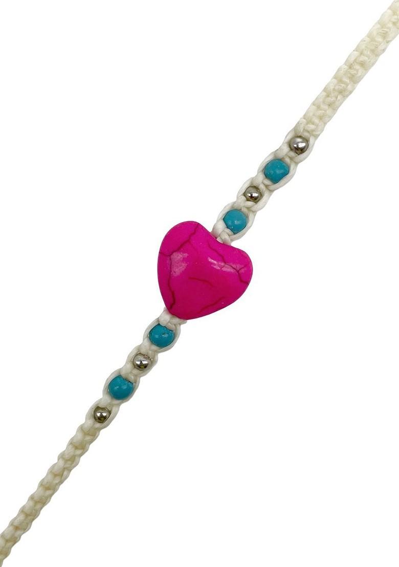 Heart Shape Thread Bracelet Rakhi - Indya