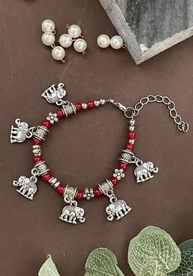 Elephant And Flower Wraparound Bracelet Rakhi
