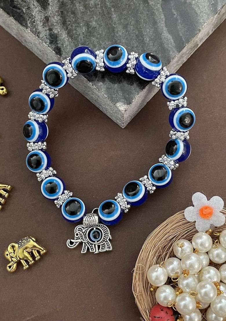 Elasticated Evil Eye Rakhi Bracelet - Indya