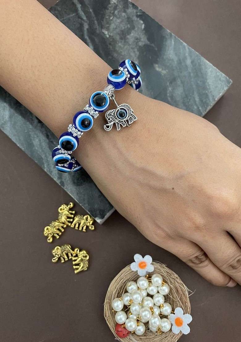 Elasticated Evil Eye Rakhi Bracelet - Indya