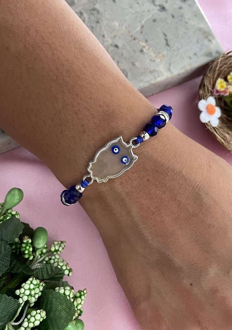 Owl Enamel Evil Eye Rakhi - Indya