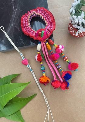 Pom Pom Lumba Rakhi With Roli Chawal