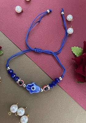 Hamsa Evil Eye Beaded Thread Rakhi