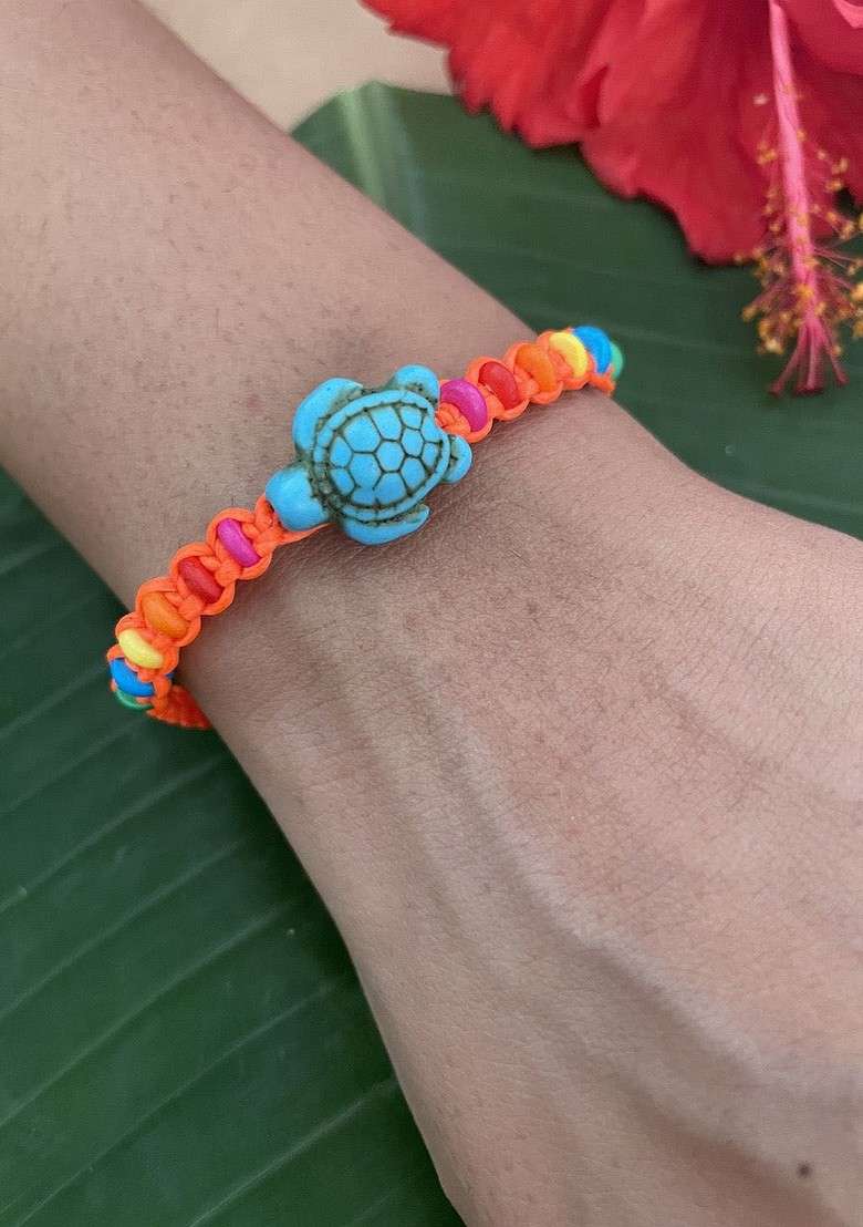 Set Of 2 Beaded And Tortoise Thread Rakhis - Indya