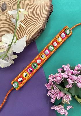 Mirror Work Detail Bracelet Rakhi
