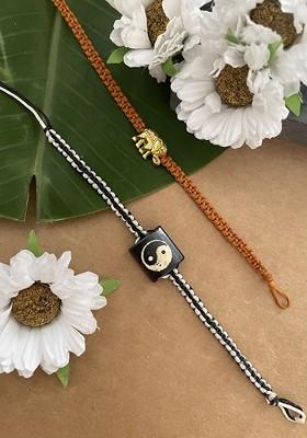 Set Of 2 Thread And Beaded Rakhi