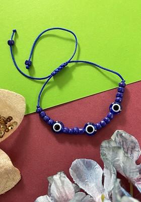 Evil Eye And Blue Beads Rakhi Bracelet