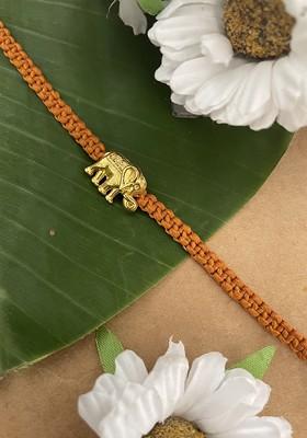 Gold Plated Elephant Rakhi Bracelet