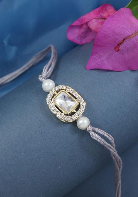 Designer Kundan Pearl Bhaiya Rakhi
