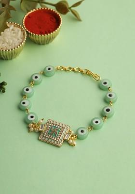 Stone Studded And Beaded Wraparound Rakhi