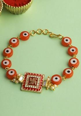 Stone Studded And Beaded Wraparound Rakhi