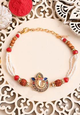 Stone Studded And Beaded Wraparound Rakhi