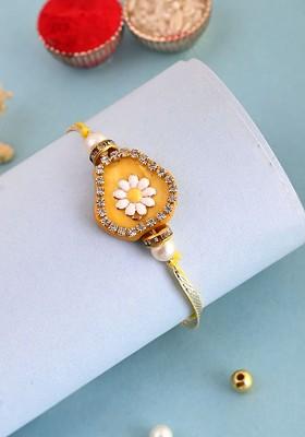 Men Floral Artificial Pearls Beaded Thread Rakhi