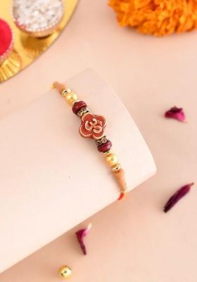 Men Divine Om With Rudraksh Beaded Thread Rakhi