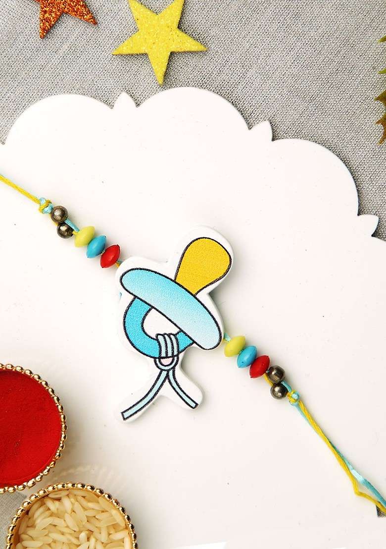 Kids Wonderful Stylish Rakhi With Roli Chawal And Greetings Card - Indya