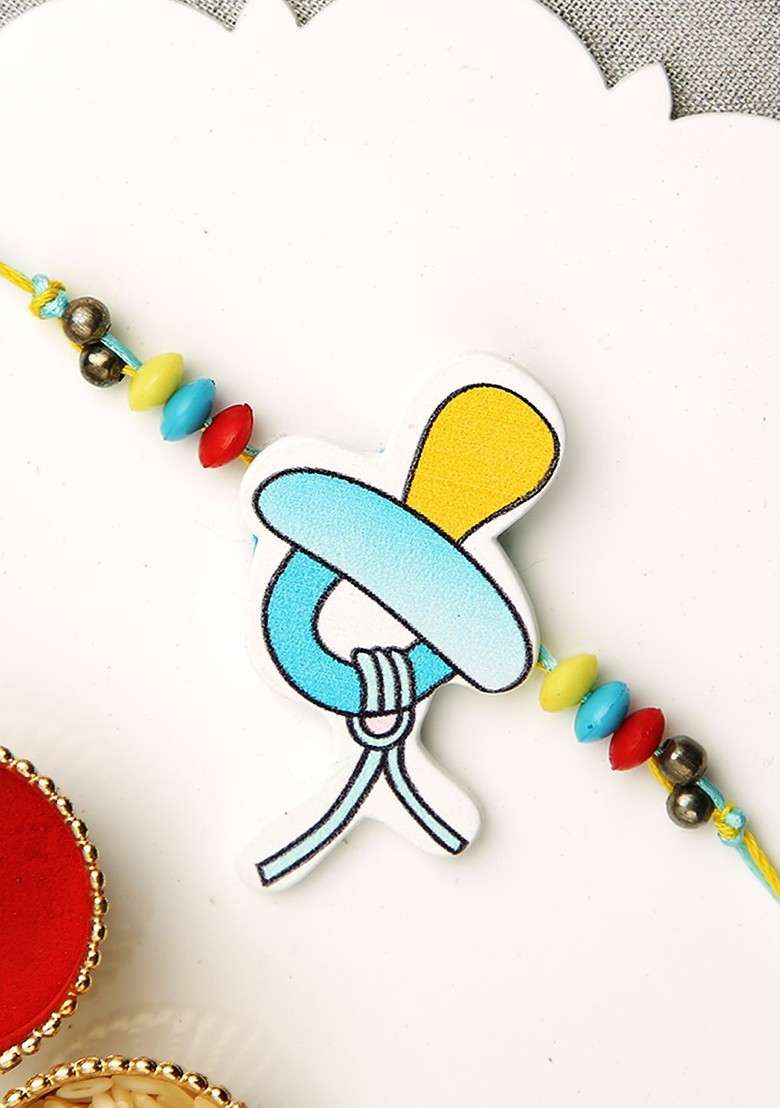 Kids Wonderful Stylish Rakhi With Roli Chawal And Greetings Card - Indya