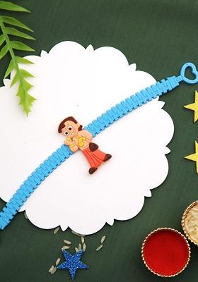 Kids Lovely Chhota Bheem Rakhi With Roli Chawal And Greetings Card