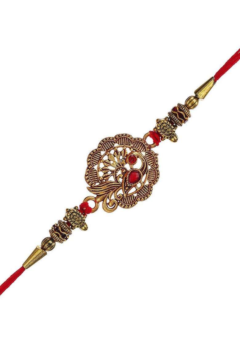Peacock Design Thread Rakhi With Roli Chawal - Indya