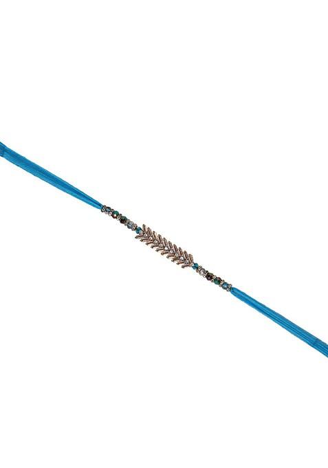 Stone Studded Multistrand Rakhi With Roli Chawal And Greetings Card