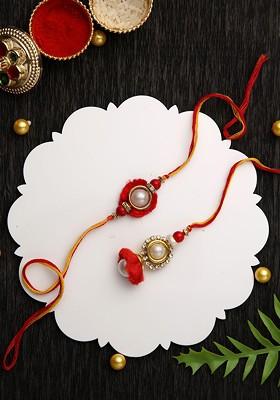 Bhaiya Bhabhi Thread Rakhi With Roli Chawal And Greetings Card