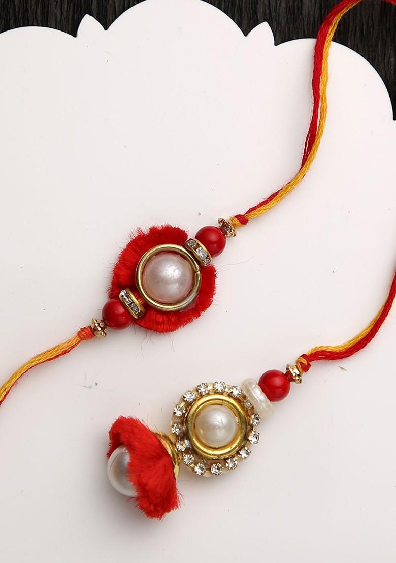 Bhaiya Bhabhi Thread Rakhi With Roli Chawal And Greetings Card - Indya