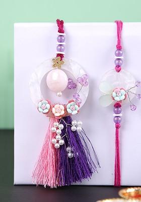 Floral Beaded Bhaiya Bhabhi Rakhi With Rholi Chawal And Greeting Card