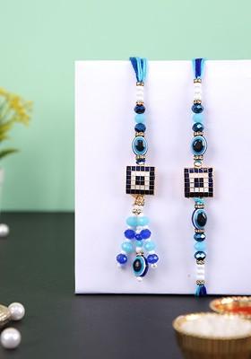 Evil Eye Bhaiya Bhabhi Rakhis With Rholi Chawal And Greeting Card